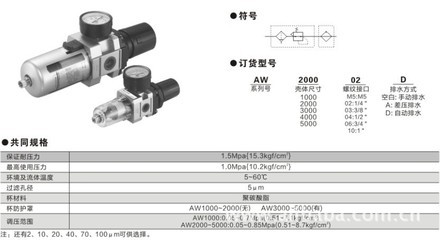 無錫金器WAW系列過濾器帶調壓閥 精密氣動系統的核心之選